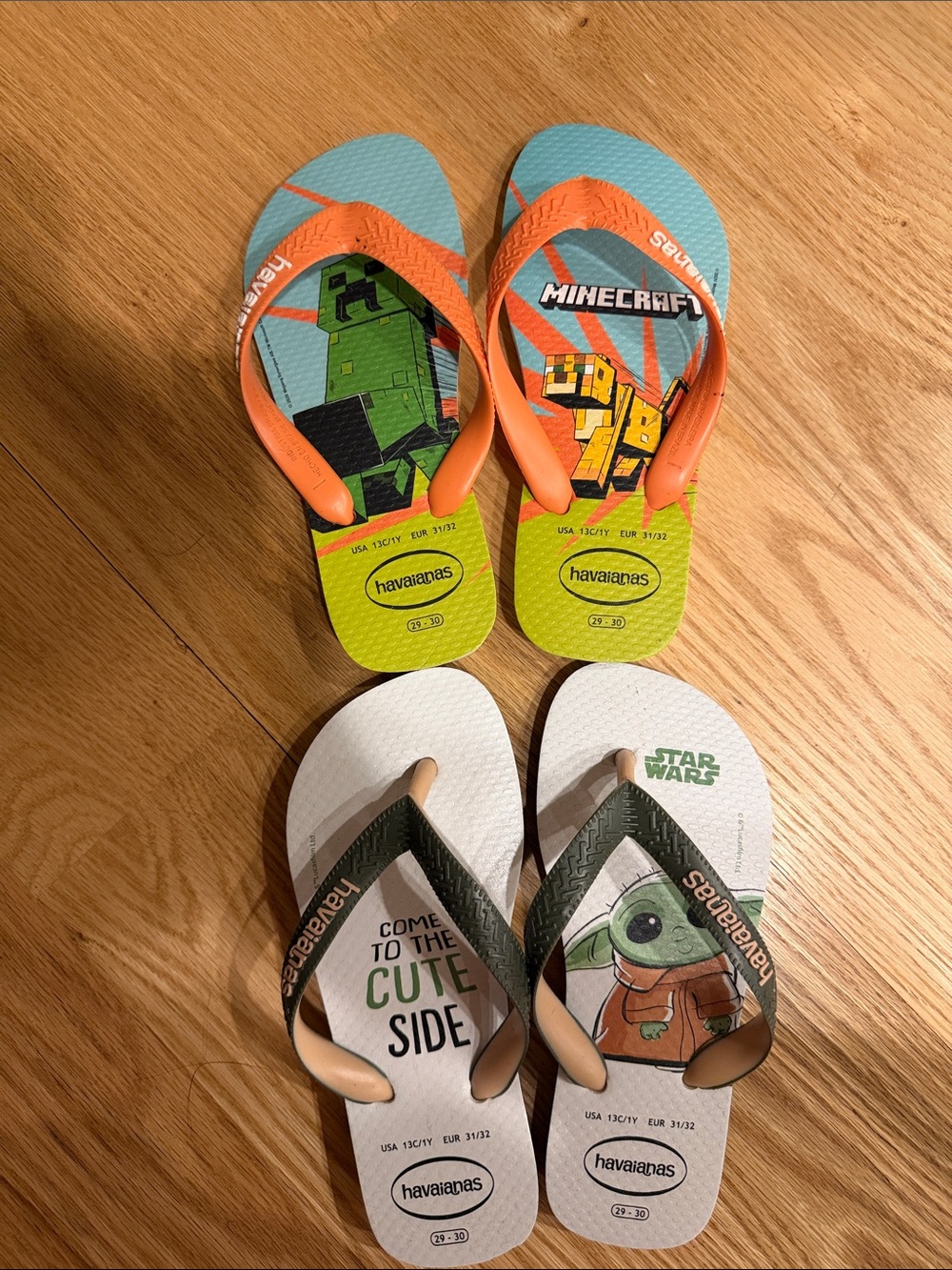 NEW Havaianas Kids Minecraft & Star Wars Flip Flops Sets - size 13C/1, 29-30